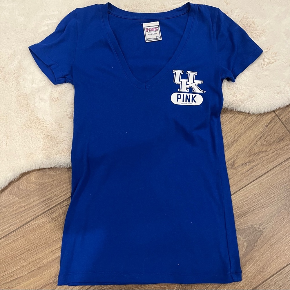 Blue V-Neck T-Shirt with Logo